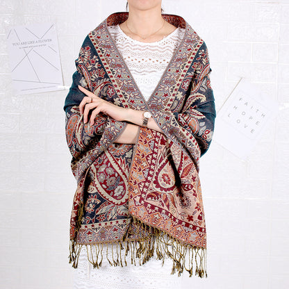Étole Cachemire Élégance Rose Fuchsia à Motifs Paisley avec Franges